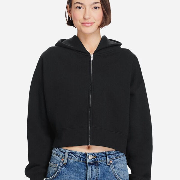 Women's Relaxed Cropped Full-Zip Hoodie Sweatshirt Thumbnail